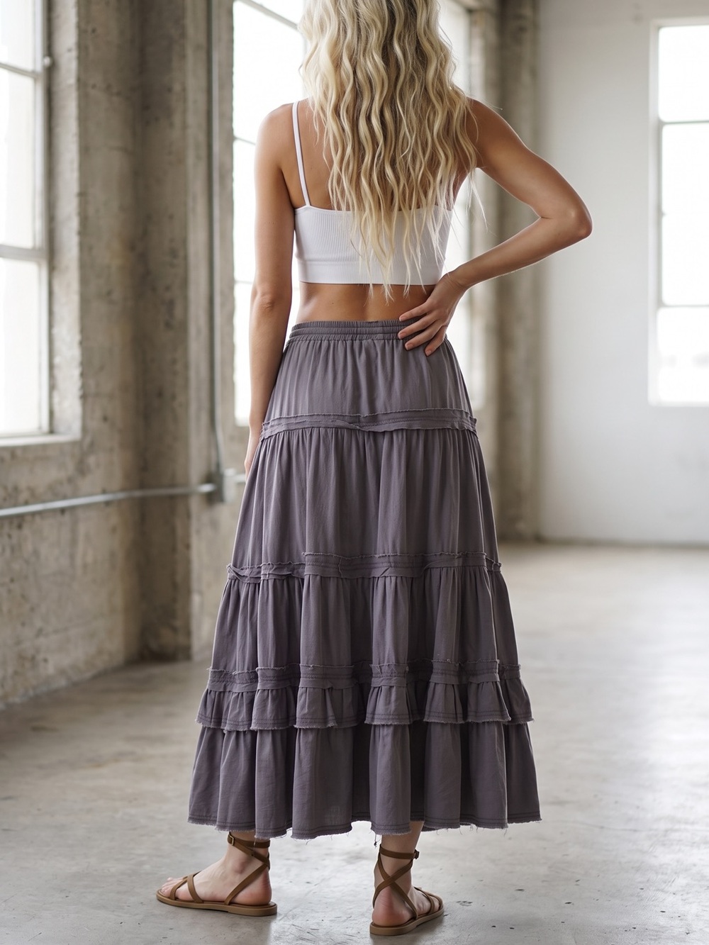 NWT Bluevelvet Boho Festival Asymmetrical High Low Ruffle Maxi Skirt - Picture 7 of 7